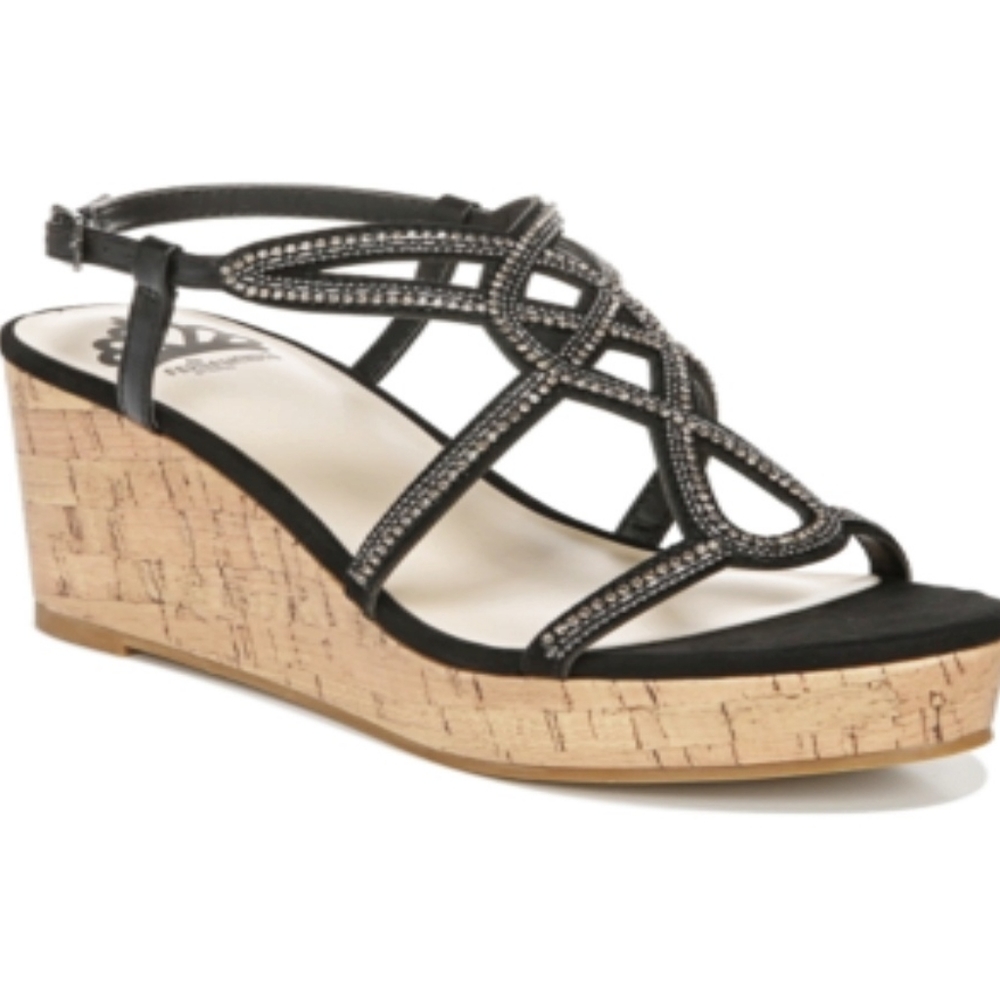 Fergalicious Mimic Black size 8.5 jeweled sandals.